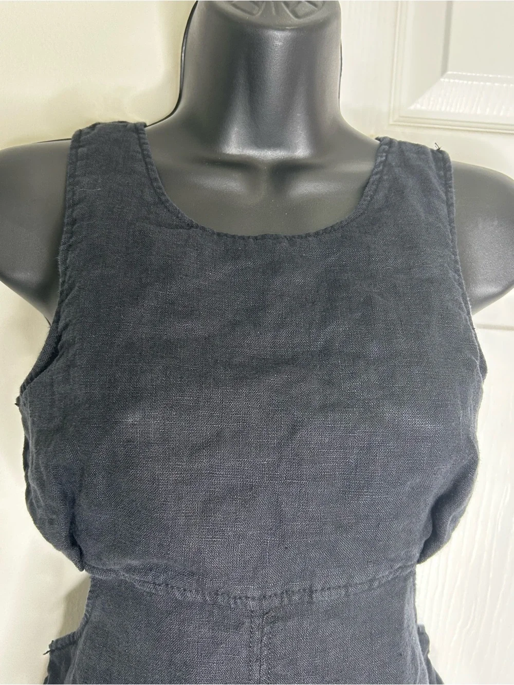 Zara Black Linen Blend Cut Out Wide Leg Jumpsuit w/ Pockets Size 13-14